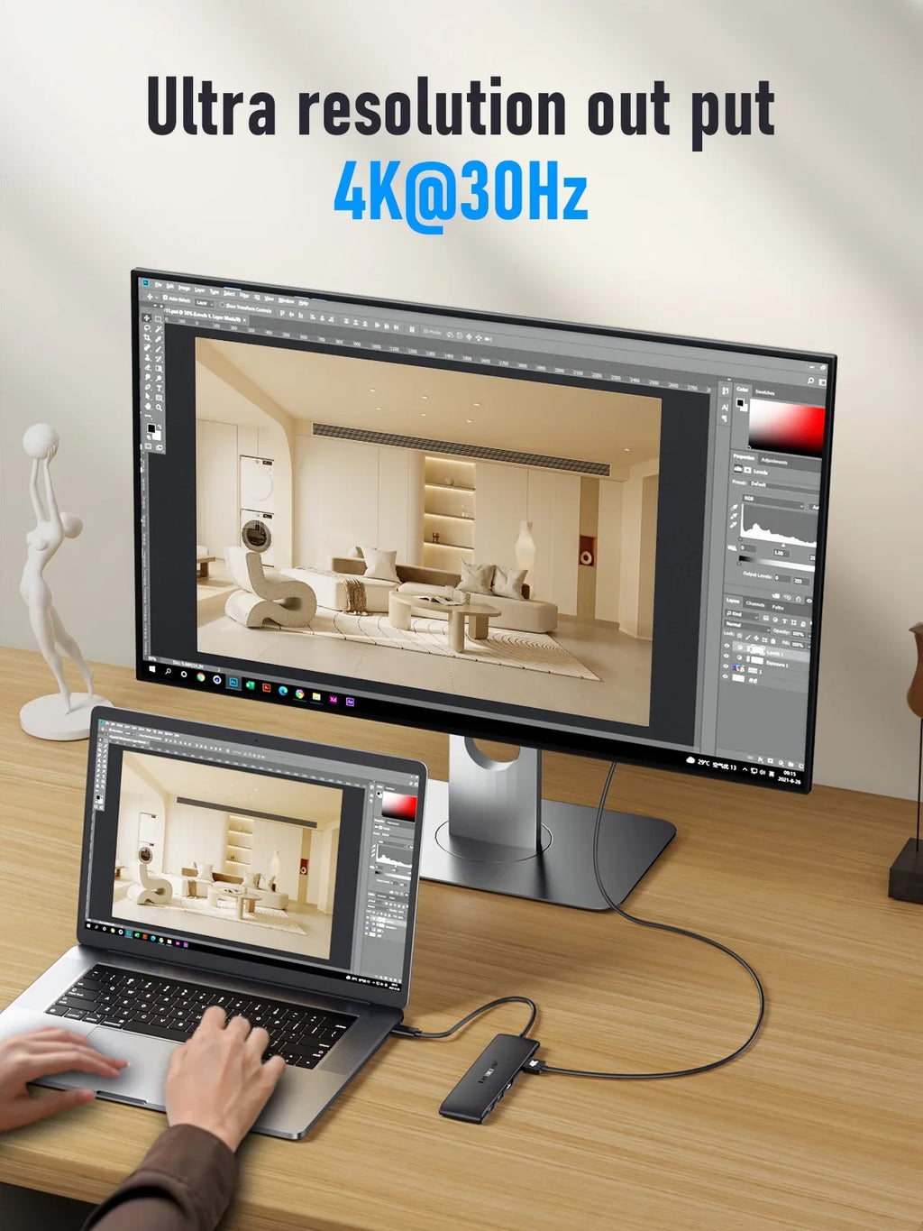 Lemorele 10-in-1 USB C Hub USB C Adapter with 4K 2 HDMI Ports 4 USB 3.1 Gen 2 USB 3.0 Outputs