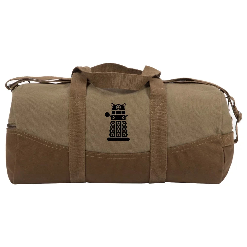 Doctor Who Dalek Two Tone 19in Duffle Bag with Brown Bottom, Detachable Strap