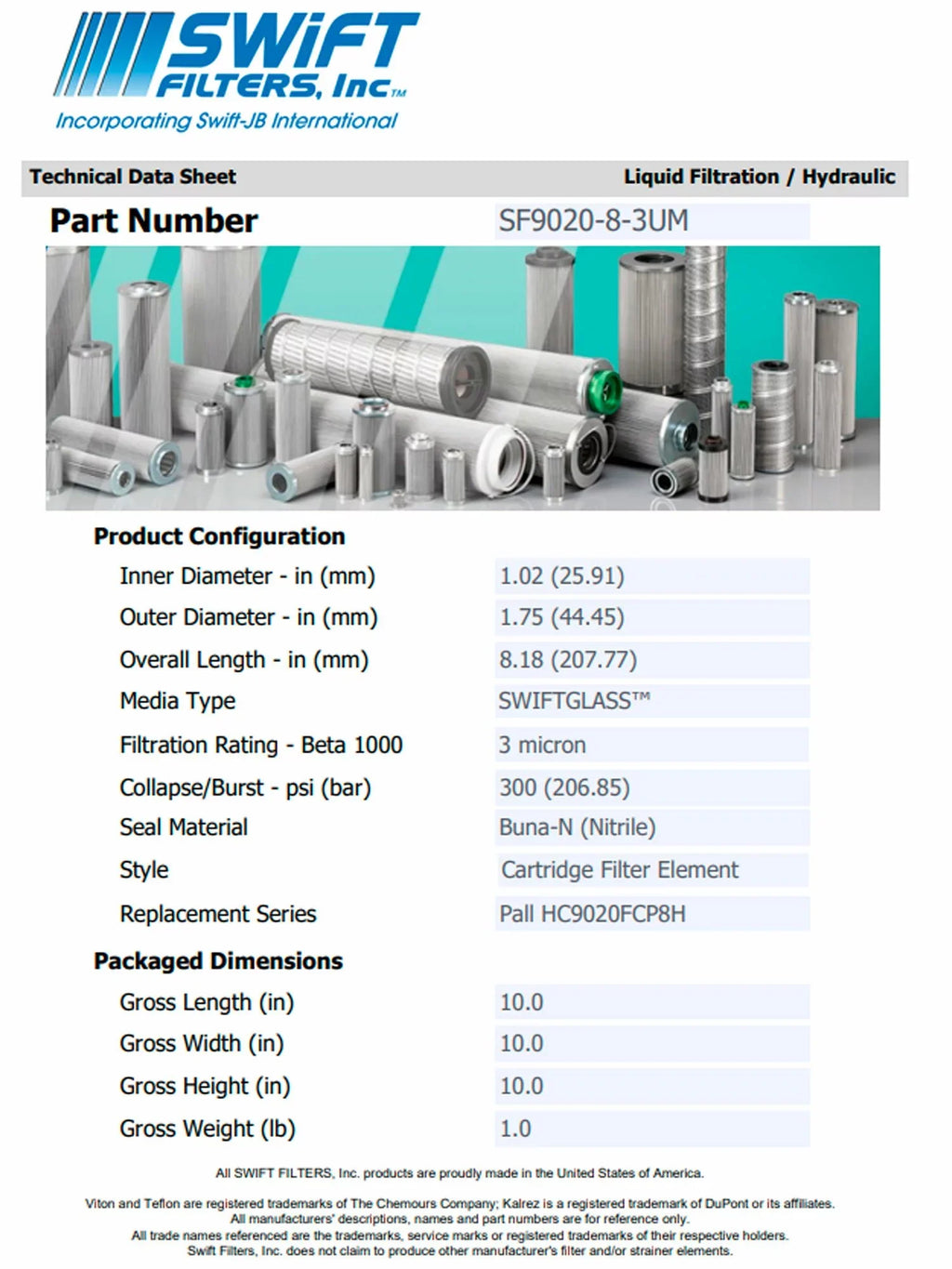 Direct Interchange for TAISEI KOGYO P-T-3-3C rtridge Filter Element Microglass Construction 3 Micron