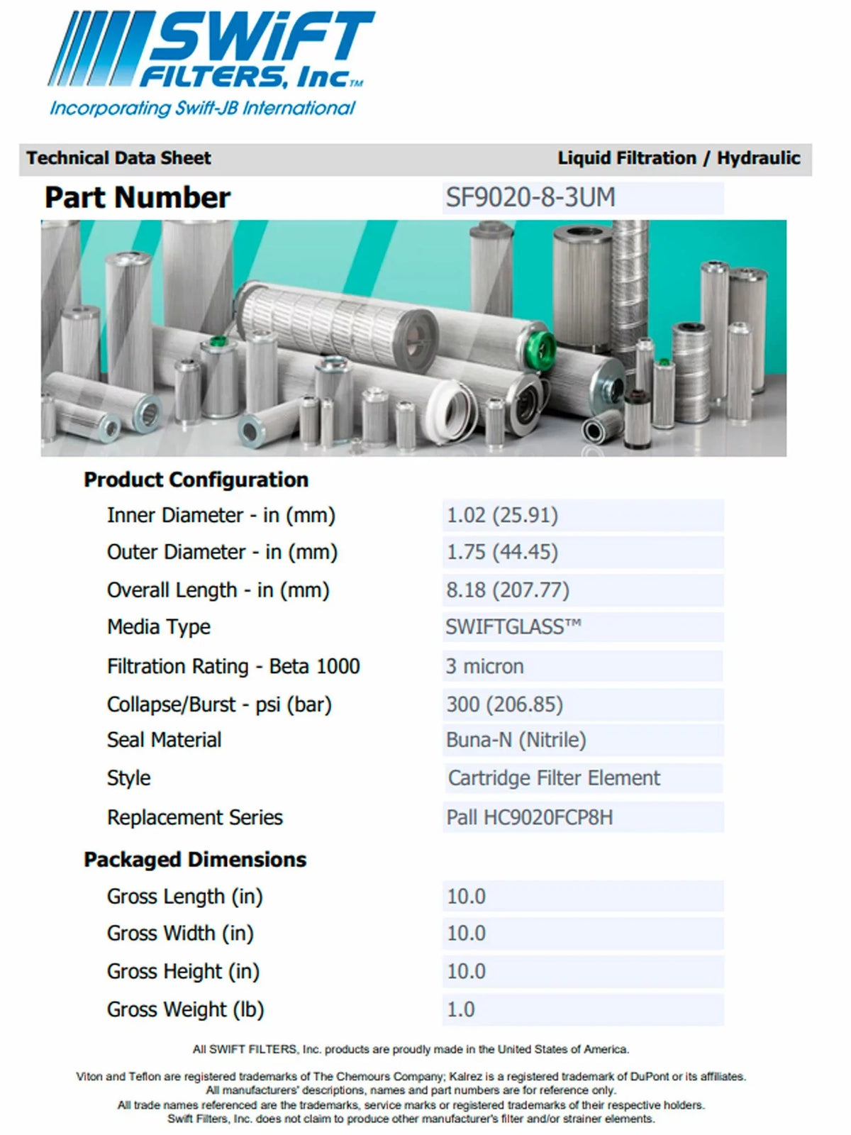 Direct Interchange for TAISEI KOGYO P-T-3-3C rtridge Filter Element Microglass Construction 3 Micron