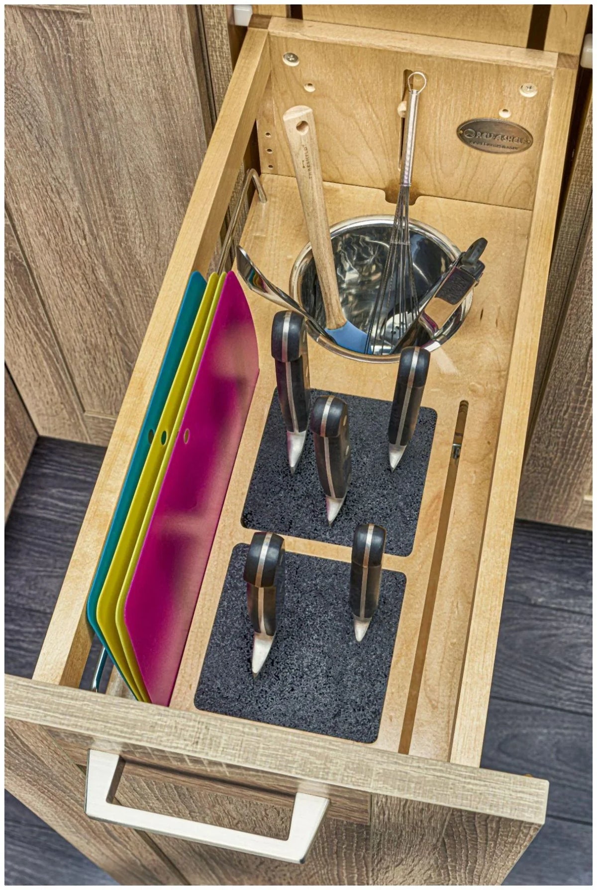 Rev-A-Shelf 448Kb-Bcsc-11C Wood Classics 11-3/4" Wood Base Cabinet Knife Block Pull Out