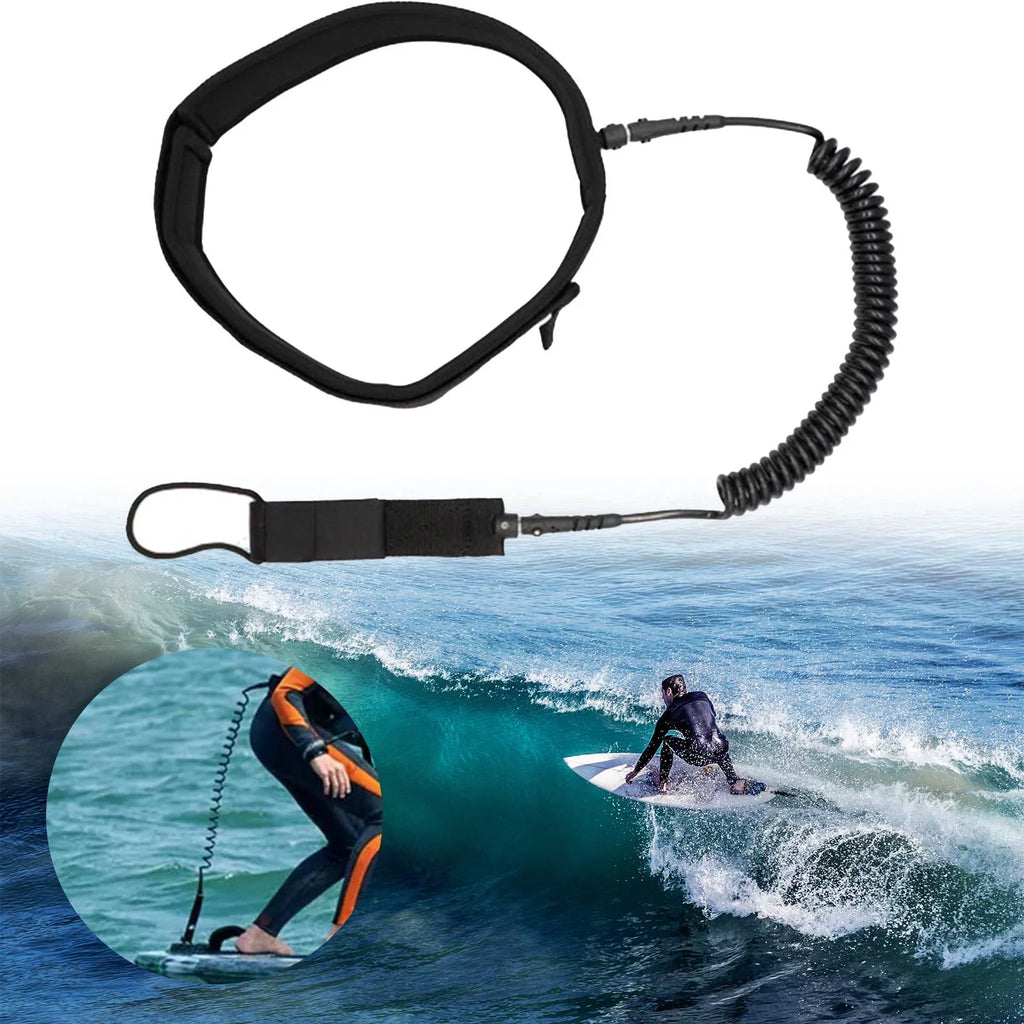 Surfboard Leash Coiled Surfing Leash Paddle Board Waist Belt Surf Leash for Water Sports Stand up Paddleboard, Shortboard, Skimboard, Longboard 10FT