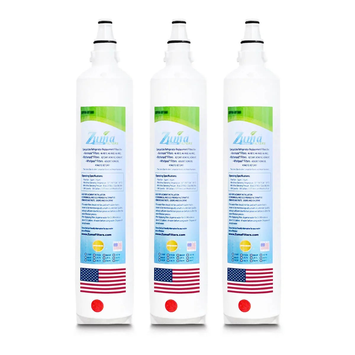 ZUMA Brand , Water Filters , Model # ZWFZ1-RF750 , Compatible with Subzero® BI36UIDSPHRH - 3 Pack - Made in U.S.A.