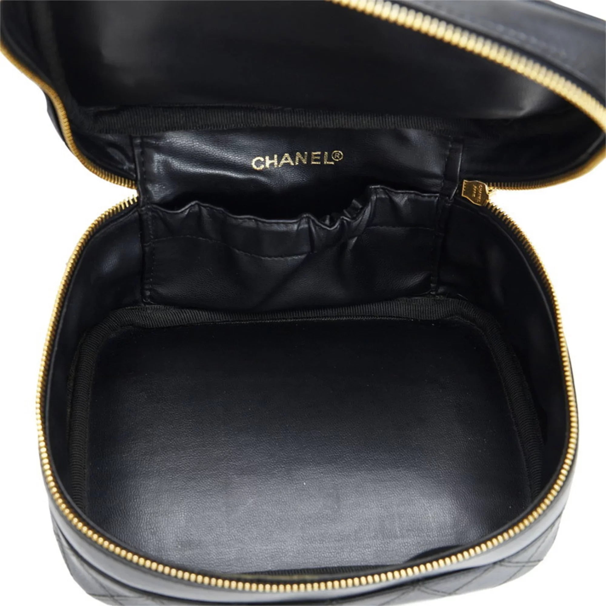 Pre-Owned Chanel Cocomark Bicolore Vanity Bag Handbag Black Lambskin Ladies CHANEL (Fair)