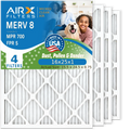 16x25x1 Air Filter MERV 8 Comparable to MPR 700 & FPR 5 Electrostatic Pleated Air Conditioner Filter 4 Pack HVAC AC Premium USA Made 16x25x1 Furnace Filters by AIRX FILTERS WICKED CLEAN AIR.