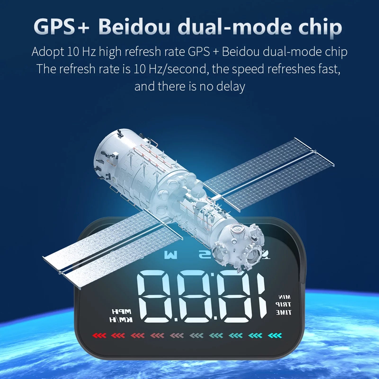 Apexeon Heads-Up Display GPS Speedometer for Car, Digital Speed & Direction, Travel Time, Distance, Ambient Light, Over-Speed Alert