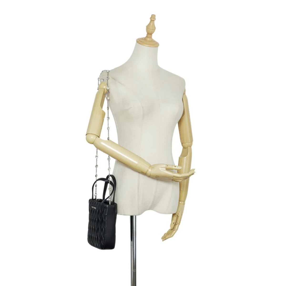 Pre-Owned Miu Miu Miu Materasse Nappa Crystal Shoulder Bag 5BA220 Black Silver Leather Ladies MIUMIU (Good)