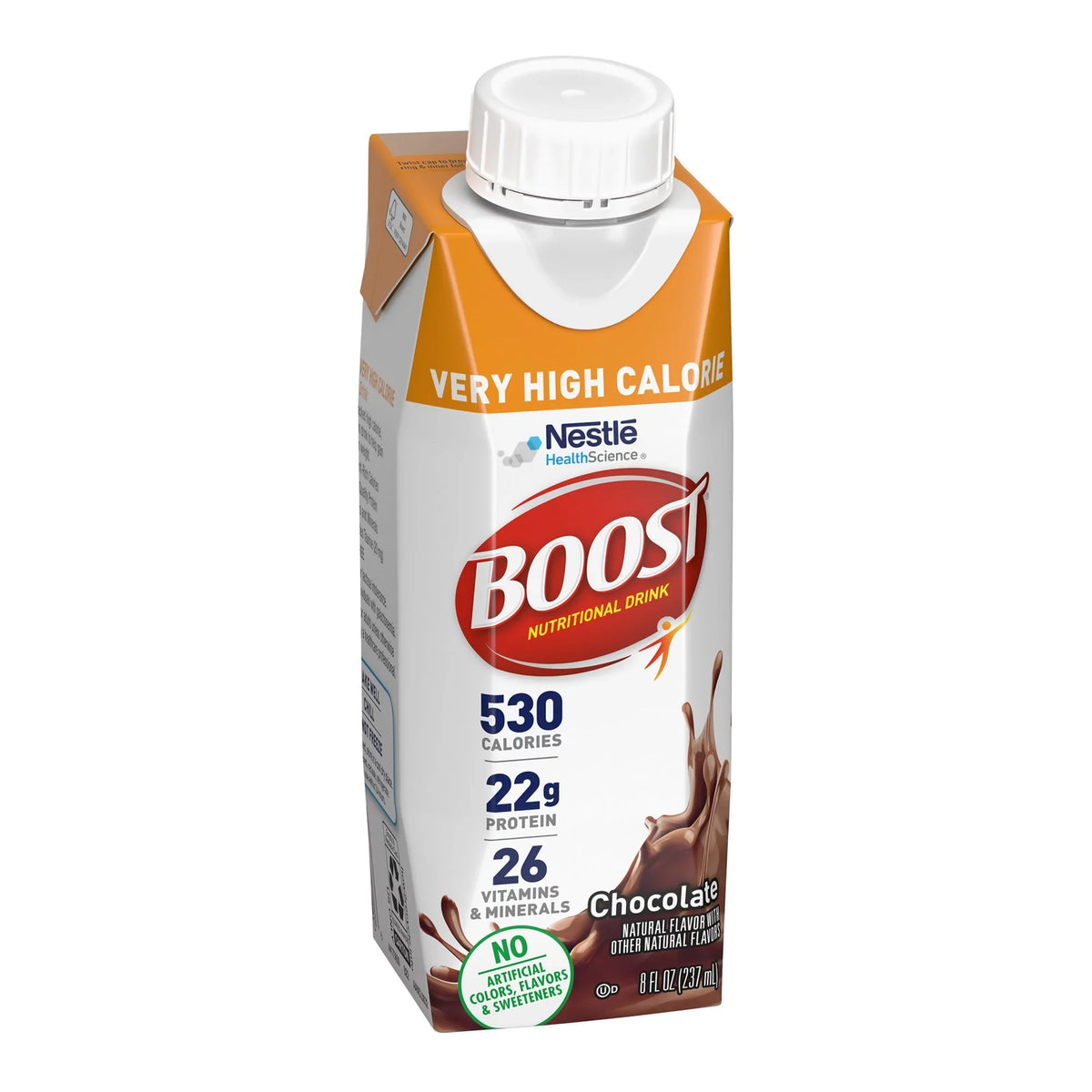 Nestle Boost Very High Calorie Complete Nutritional Drink Chocolate 8 oz Reclosable Carton 24 Ct