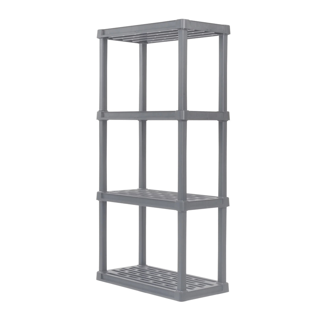 IRIS USA 4-Tier Plastic Rack Storage Shelf with 160 lb. Total Capacity, Elephant Gray