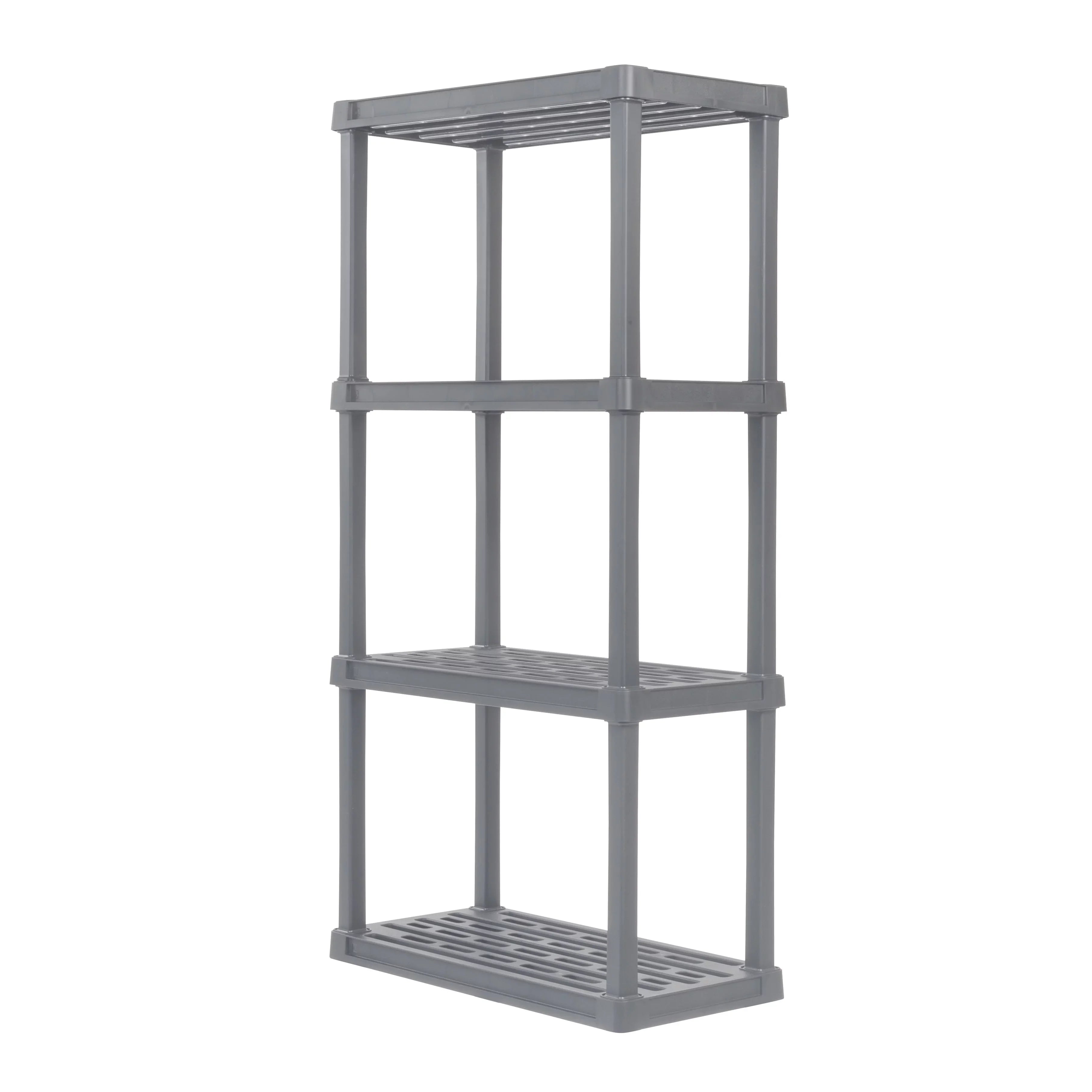 IRIS USA 4-Tier Plastic Rack Storage Shelf with 160 lb. Total Capacity, Elephant Gray