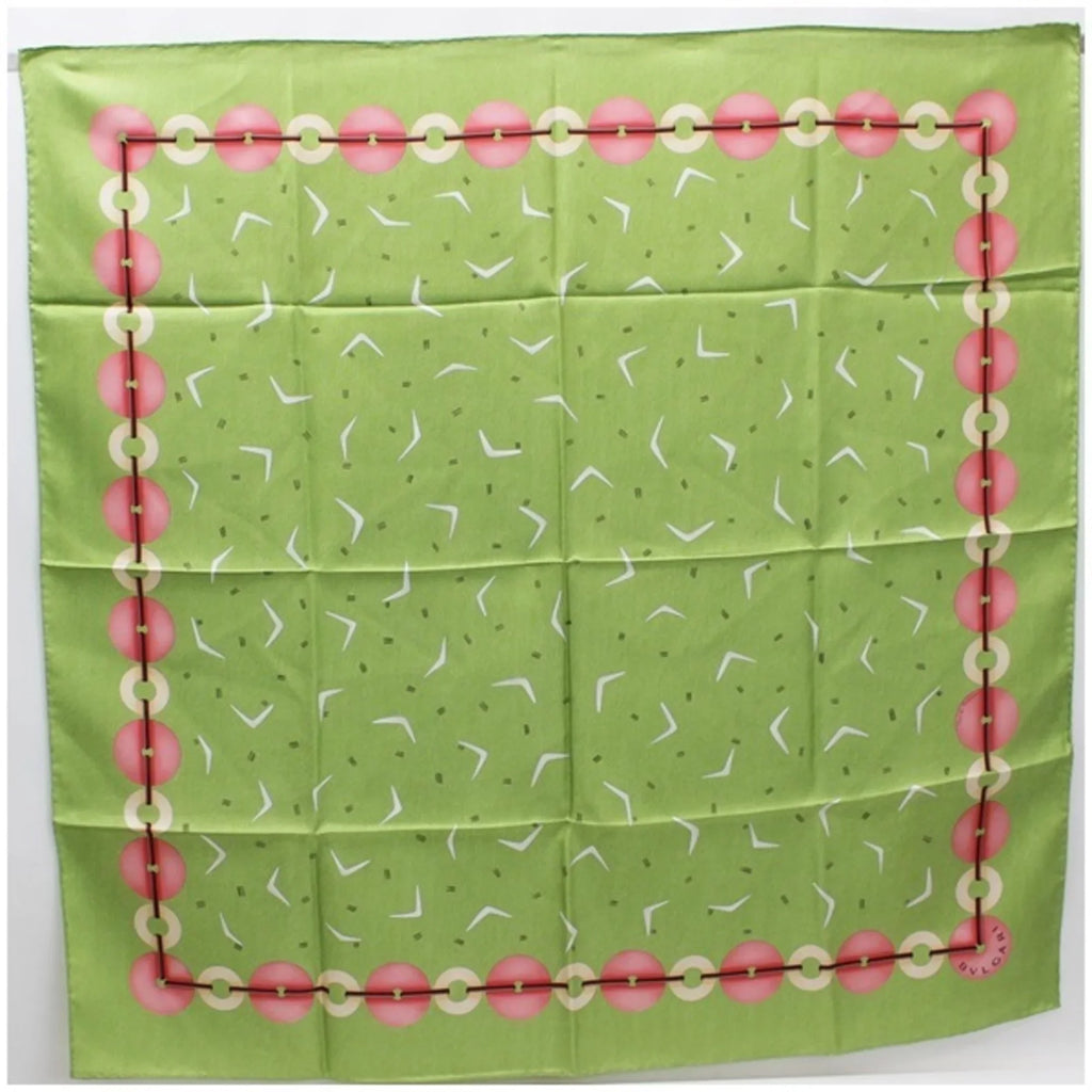 Pre-Owned Bvlgari Silk Scarf Muffler Green BVLGARI Women's (Like New)