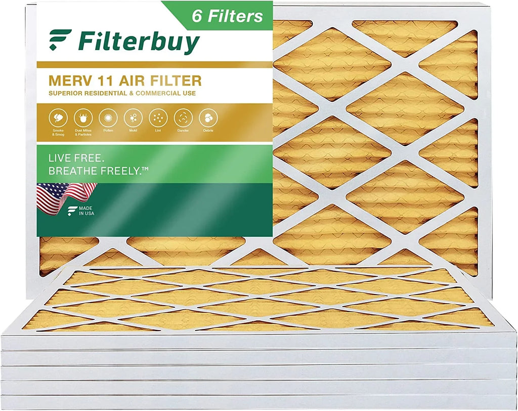 Filterbuy 20x36x1 MERV 11 Pleated HVAC AC Furnace Air Filters (6-Pack)