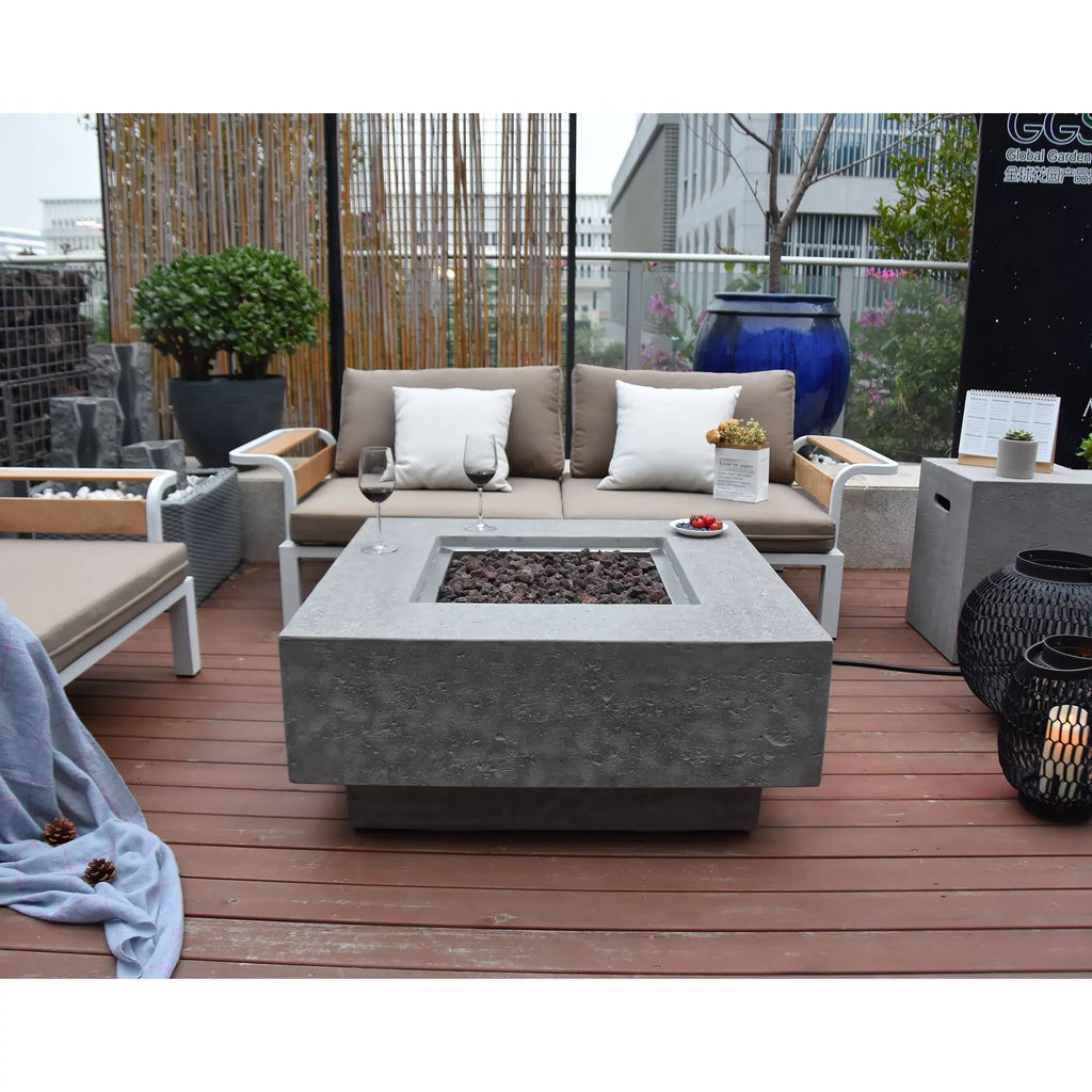 Elementi Manhattan Concrete Outdoor 45,000 BTU Natural Gas Fire Table