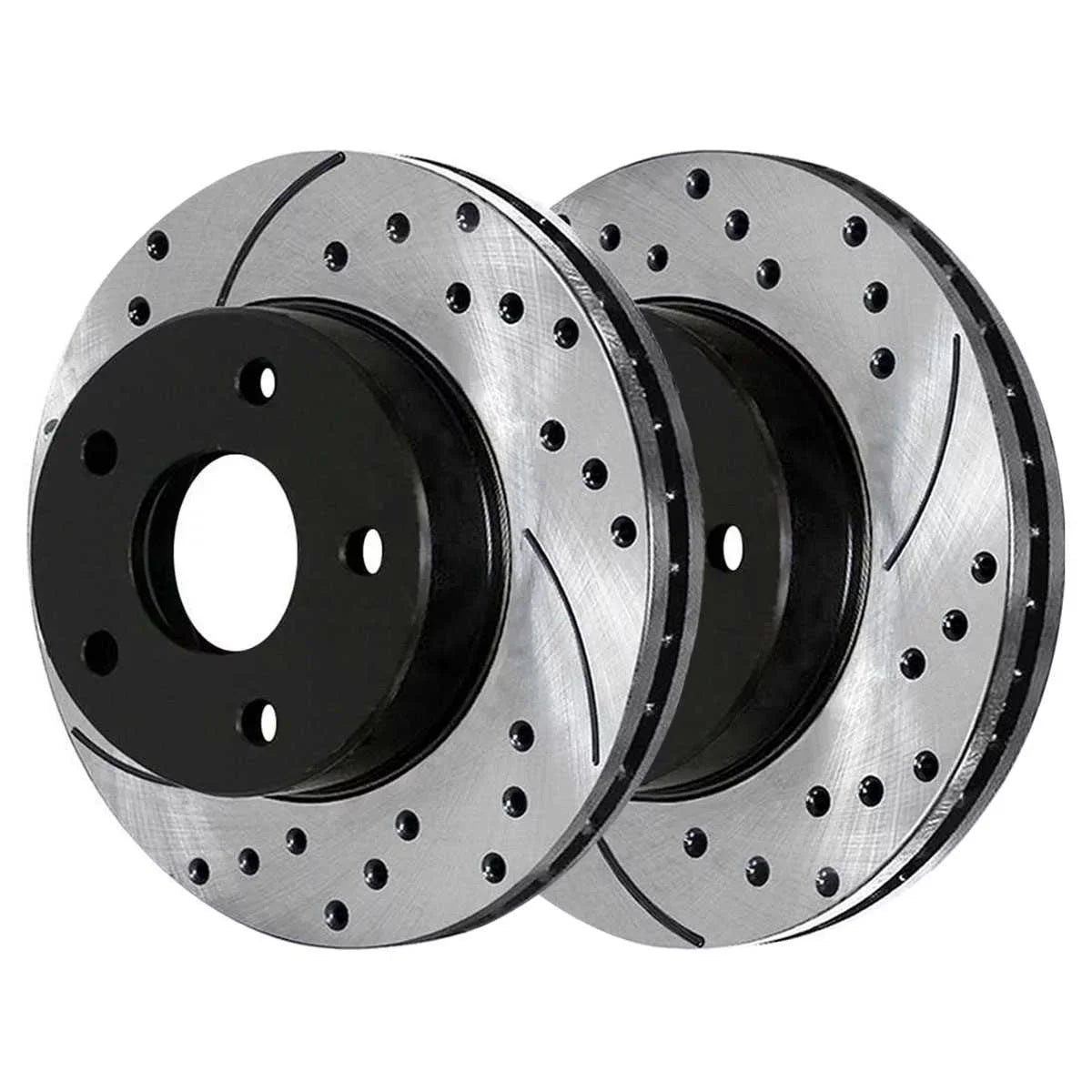 AutoShack Front Drilled Slotted Brake Rotors Black Pair of 2 Driver and Passenger Side Replacement for 2007-2010 2011 2012 Dodge Caliber 2008-2017 Mitsubishi Lancer 1.8L 2.0L 2.4L AWD FWD PR63039LR