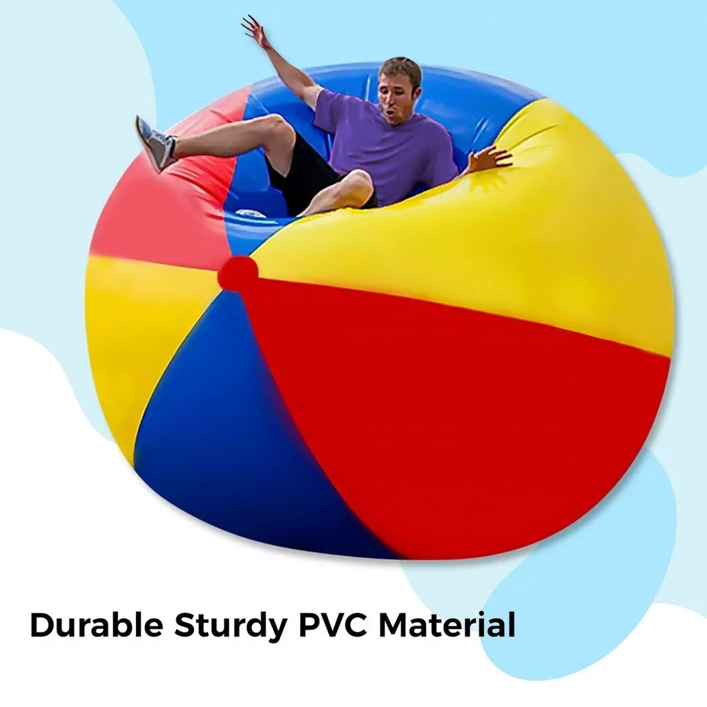 Giant Inflatable Beach Ball, Novelty Pool Toy for Kids Toddlers Adults, Jumbo Size 59 Inches, Huge Swimming Pool Ball for Games, Foldable Beach Ball in Mixed Blue Red Yellow