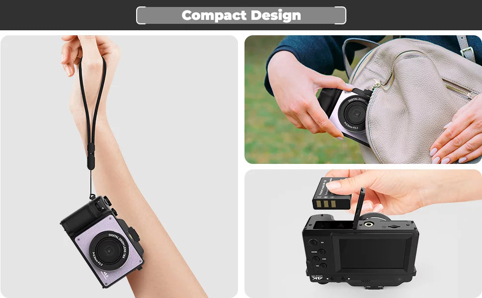 OIEXI 48MP Digital Camera for Photography,4K Video Camera with Front and Rear Dual Cameras,18X Digital Zoom,3.0-inch Screen,32GB Micro Card,Rechargeable Battery,Camera for Kids/Teens/Beginners(Black)