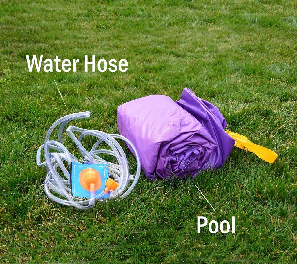 HeroKiddo Purple Pool Attachment Compatible for Dual Slide Bounce Houses, Sprinkler Hose Included, (8' 6" x 11' 6")