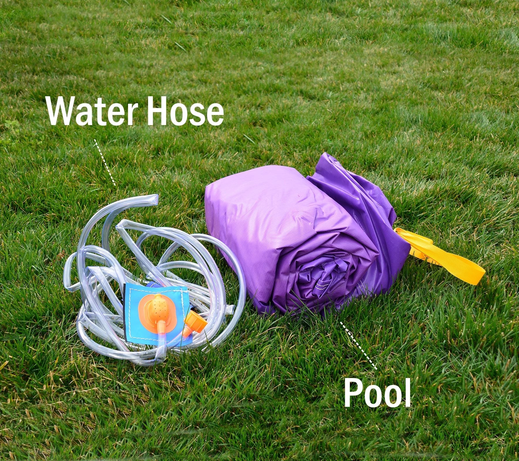 HeroKiddo Purple Pool Attachment Compatible for Dual Slide Bounce Houses, Sprinkler Hose Included, (8' 6" x 11' 6")