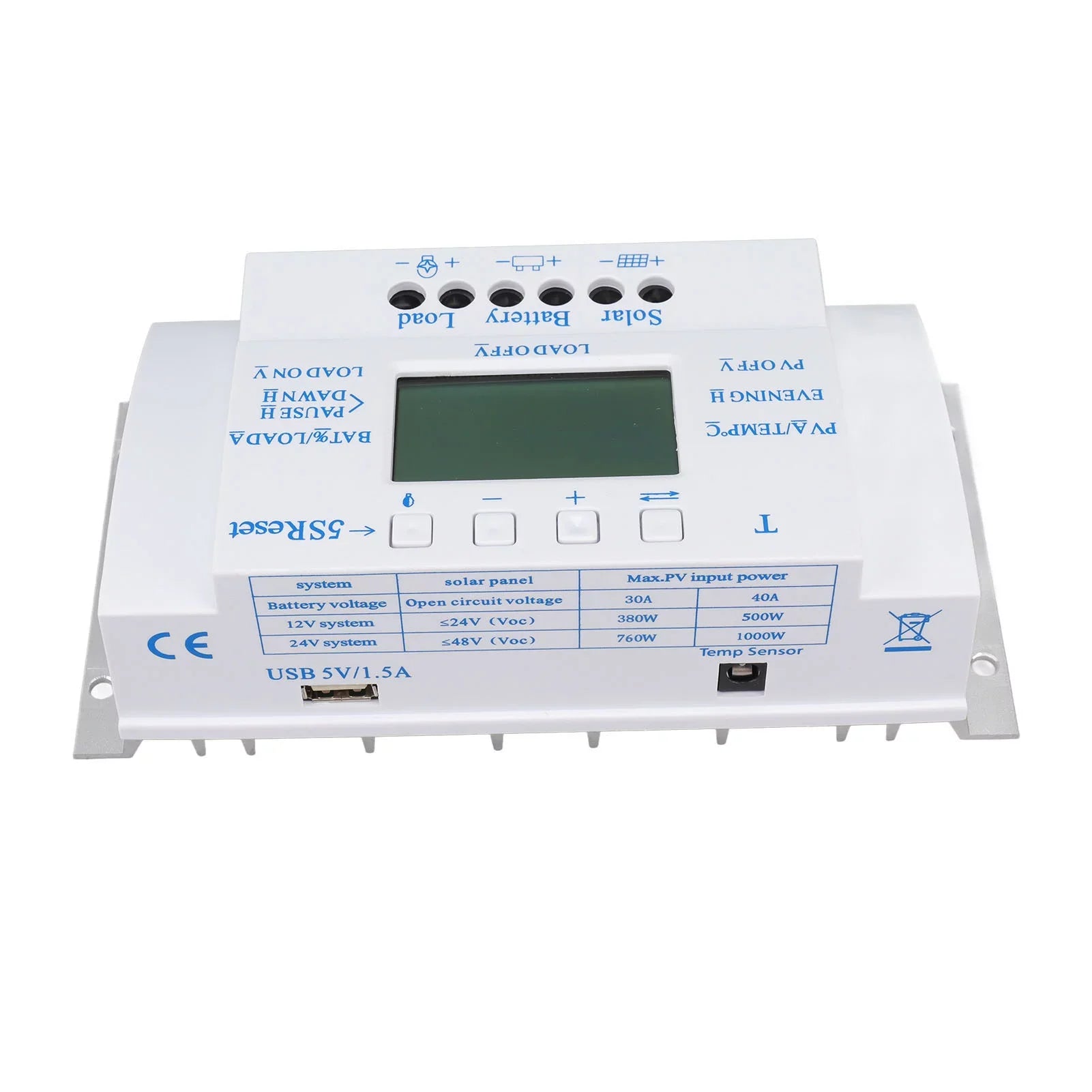 Goldmeet 12V 24V Solar Controller Smart Solar Charge Controller MPPT T40A with Display Screen