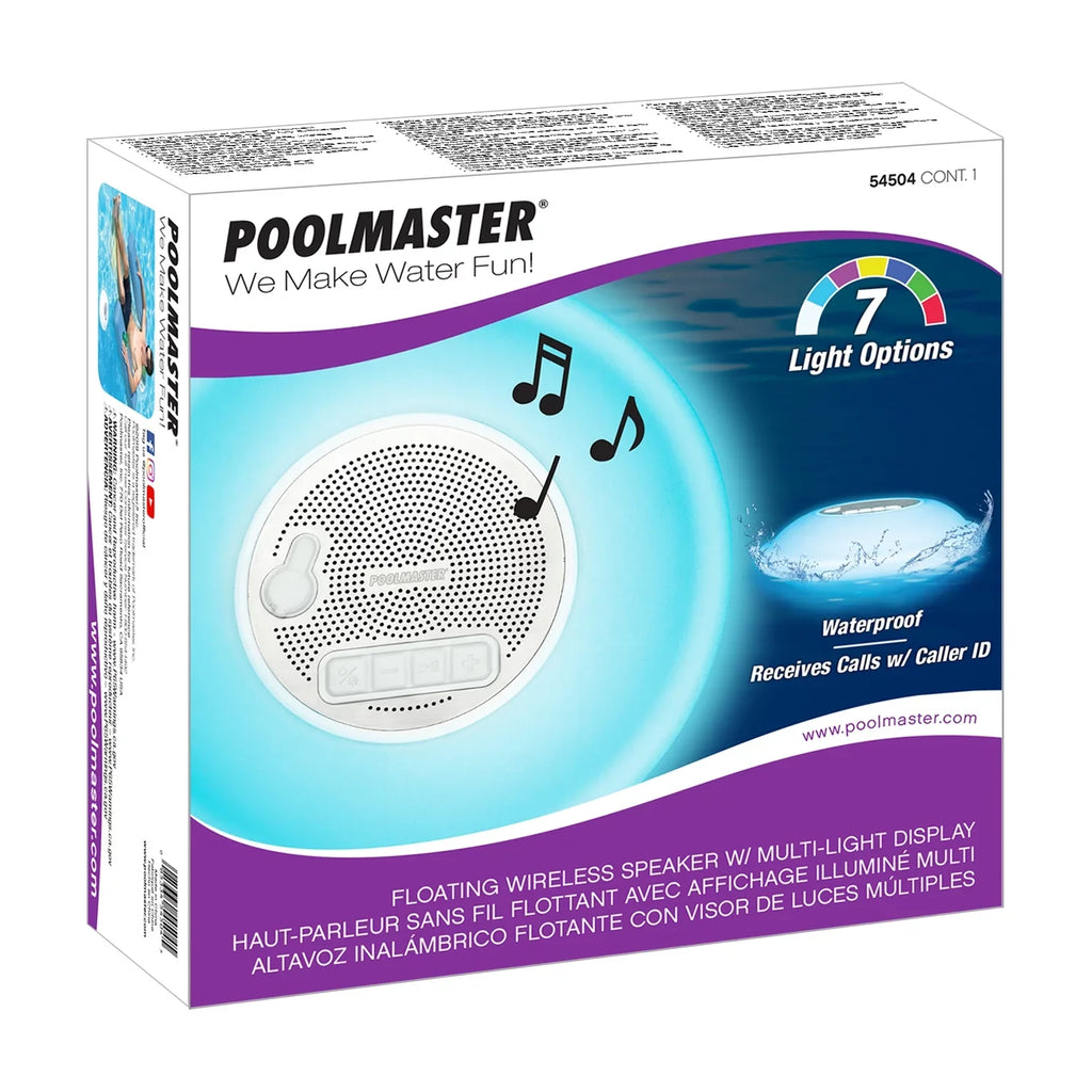 Poolmaster Multi-Light Floating Waterproof Portable Bluetooth Speaker - 7 Color LED Backlight Display with Phone Call Functionality for Swimming Pools, Lakes, Outdoors