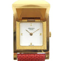 Pre-Owned Hermes Medor Watch Gold Plated x Leather 1995 〇Y Quartz Analog Display White Dial Ladies I211723022 (Good)