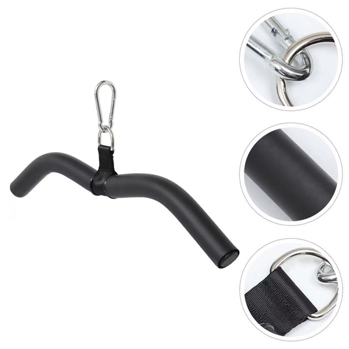 LAT Bar Cable Machine Attachment, Pulldown Bar with Full Rotation and Rubber Handle for Gym, Strength Workout, Body Training,