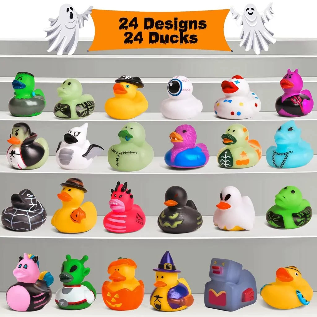 Fun Little Toys 24 Pcs Halloween Rubber Ducks,Rubber Ducks Bath Toys for Baby Showers,Halloween Decor Trick or Treat,Halloween Party Favors