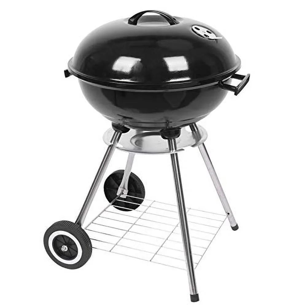 Charcoal Grill 18 Inch for Outdoor Cooking BBQ Barbecue Coal Kettle Bowl Grill Portable Heavy Duty Round with Wheels for Patio Backyard Camping