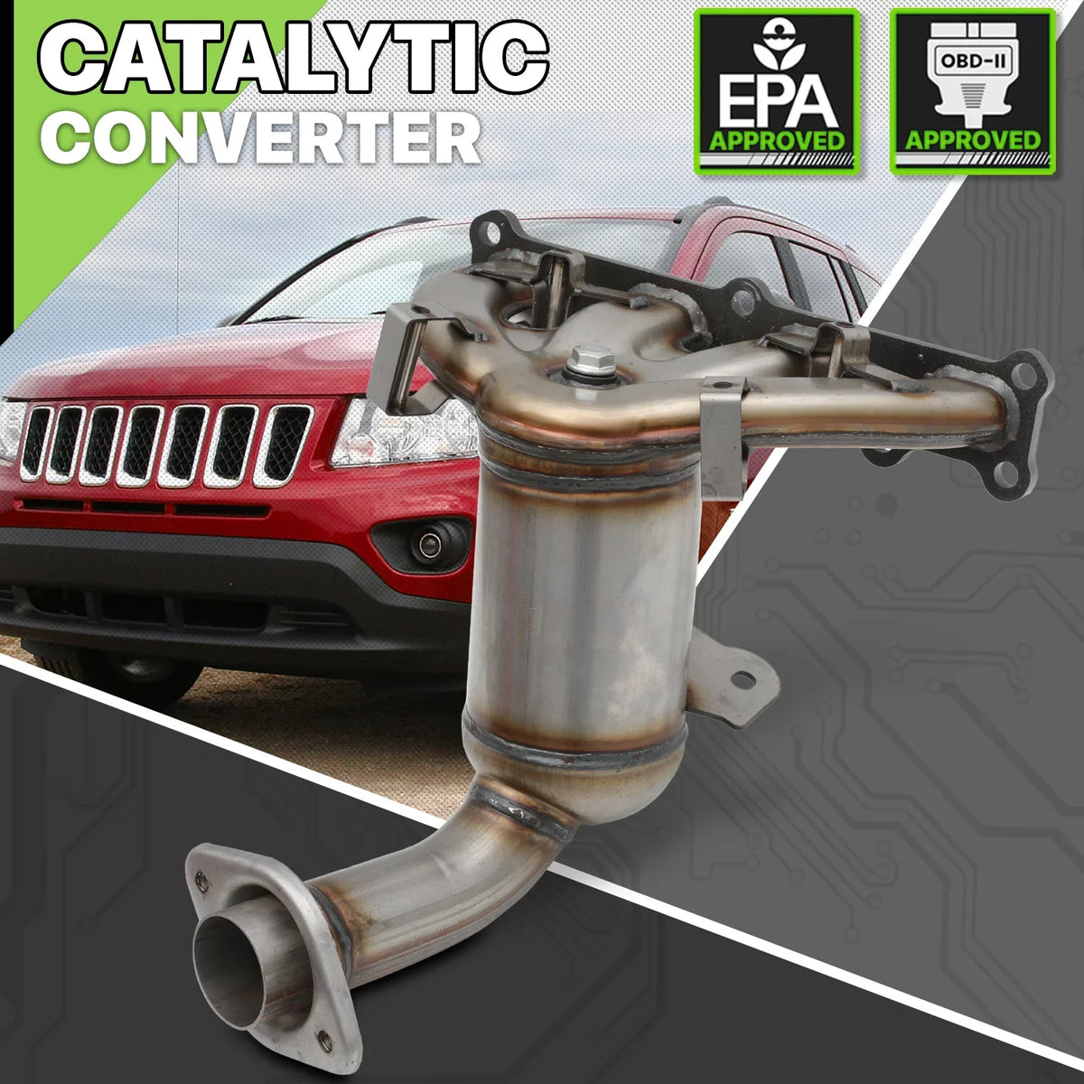 Magshion Catalytic Converter Exhaust Manifold For 2007-2008 Dodge Caliber, 2007-2017 Jeep Compass, 2007-2017 Jeep Patriot, Fits 2.4L 4WD Models