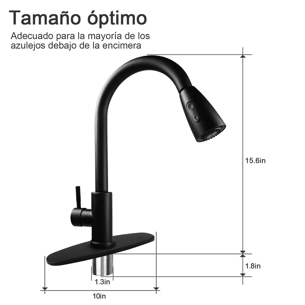 Kitchen Faucet with Pull Down Sprayer, High Arc Single Handle Kitchen Sink Faucet with Deck Plate, Commercial Modern Stainless Steel Kitchen Faucets for Kitchen, RV, Bar, Silver