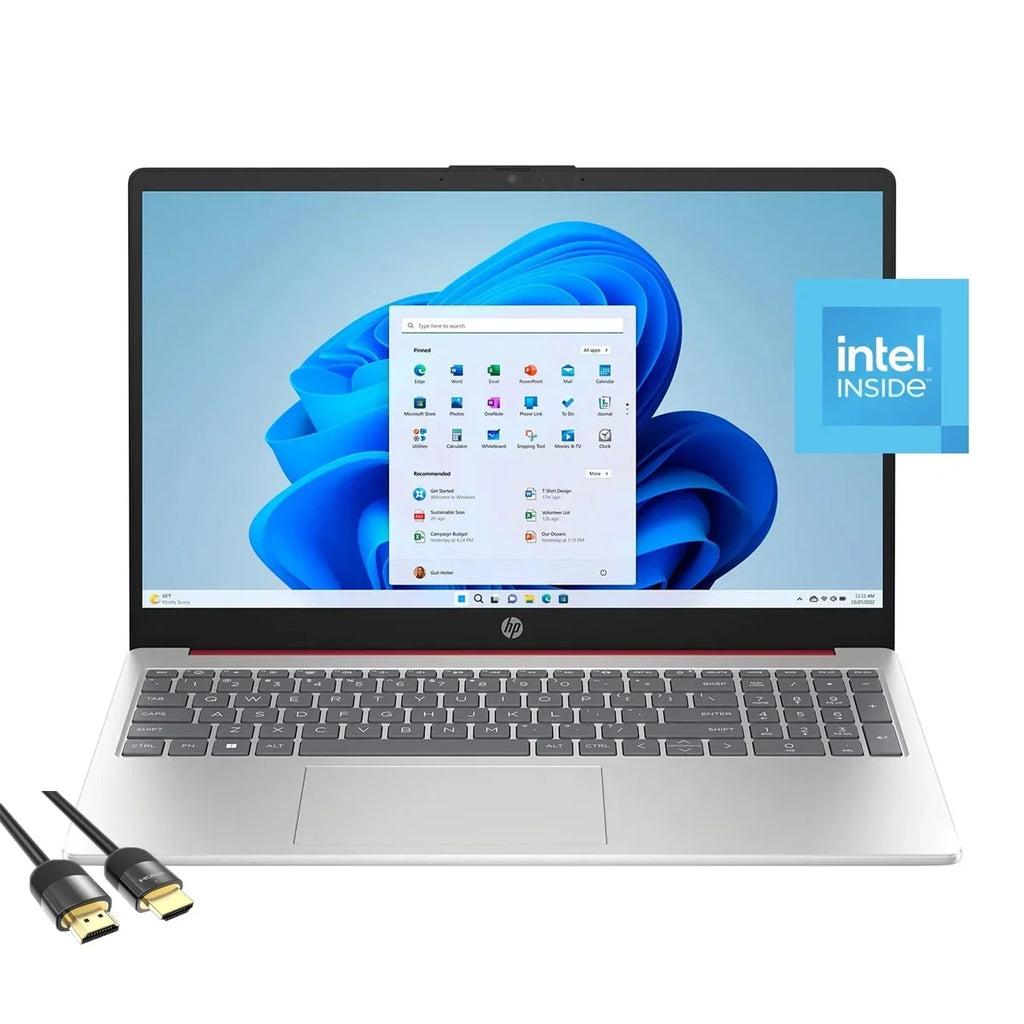 Portable computer for Business & Students, 15.6" HD Anti-Glare Display, Intel 4-Cores N200, 8GB RAM, 128GB UFS, Wi-Fi 6, Webcam, HDMI, USB-C, Mytrix HDMI Cable, Win OS 11 Home in S mode, Scarlet Red