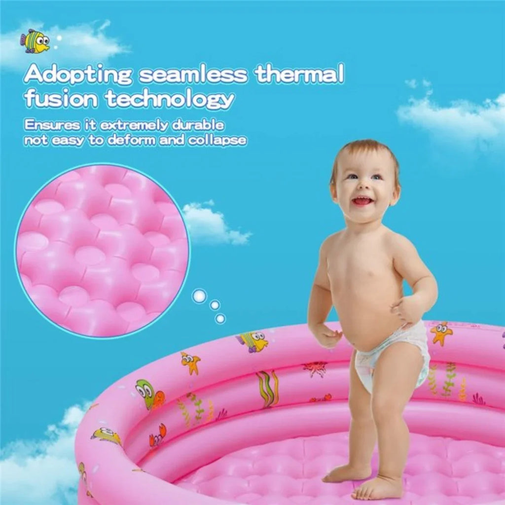 Inflatable Baby Pool,Swimming Pool for Kids,Toddler 3 Rings Blow Up PVC Round Padding Pool for Babies Outside Family 51"x13" (Pink)