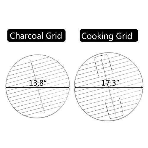 Charcoal Grill 18 Inch for Outdoor Cooking BBQ Barbecue Coal Kettle Bowl Grill Portable Heavy Duty Round with Wheels for Patio Backyard Camping