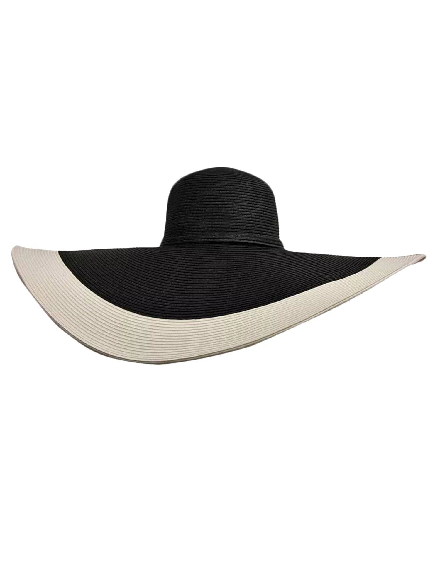 Black & White Floppy Hat With Wide Brim
