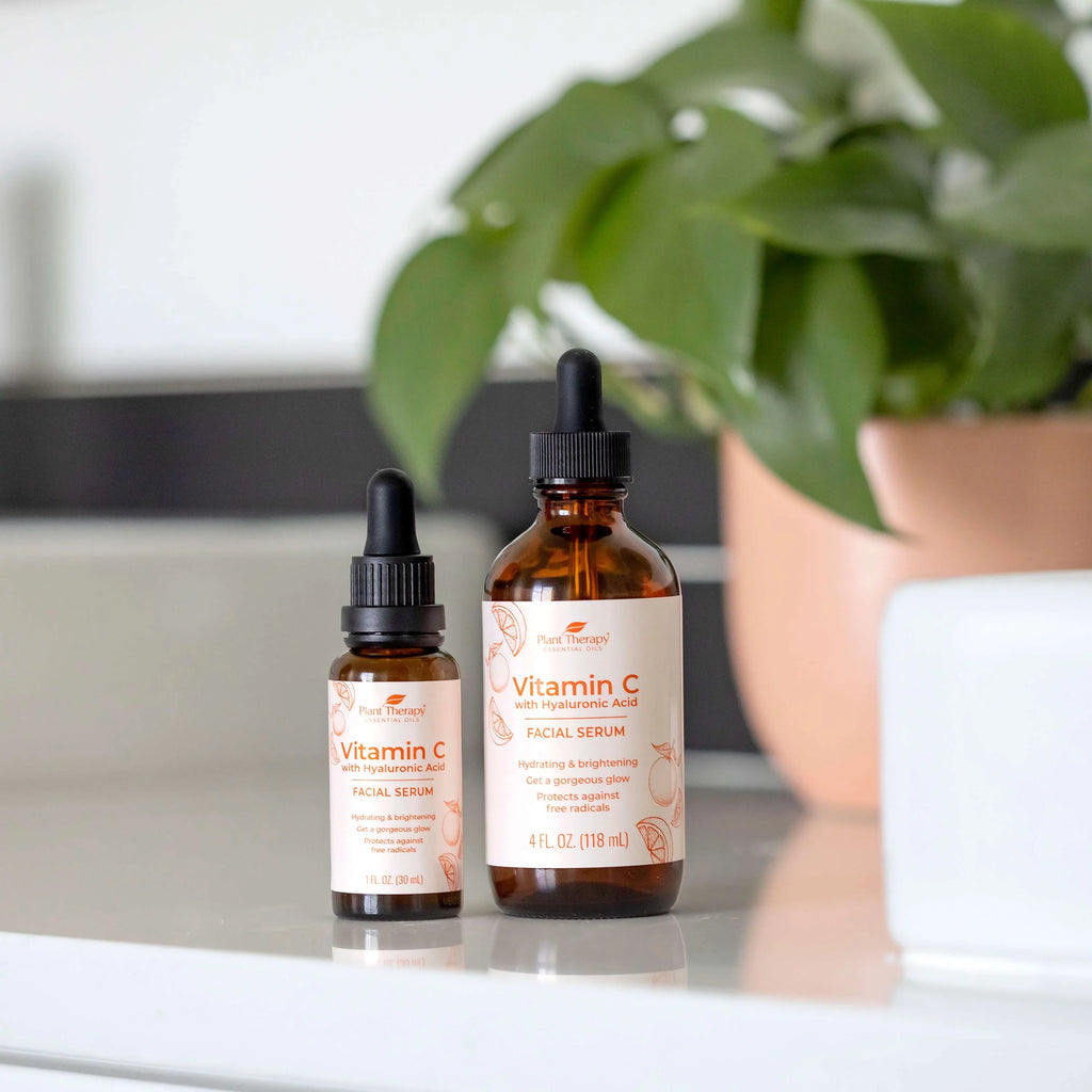 Plant Therapy Facial Serum with Vitamin C & Hyaluronic Acid 4 oz with Hyaluronic Acid, Ferulic Acid, and Vitamin E, Reduces the Appearance of Fine Lines & Wrinkles