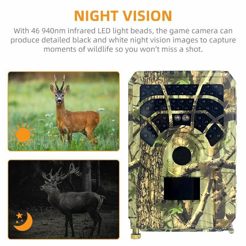 QIYAA Outdoor Hunting Camera 12Mp 720P Wild Animal Detector Trail Camera Waterproof Monitoring Night Vision Wildlife Monitoring