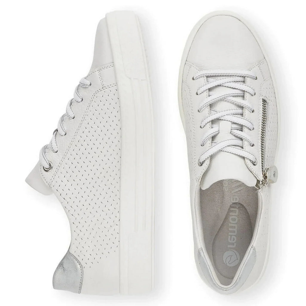 Rieker Women's D0916-80 Side-Zipped Lace-Up Sneakers, White, Size EU 42