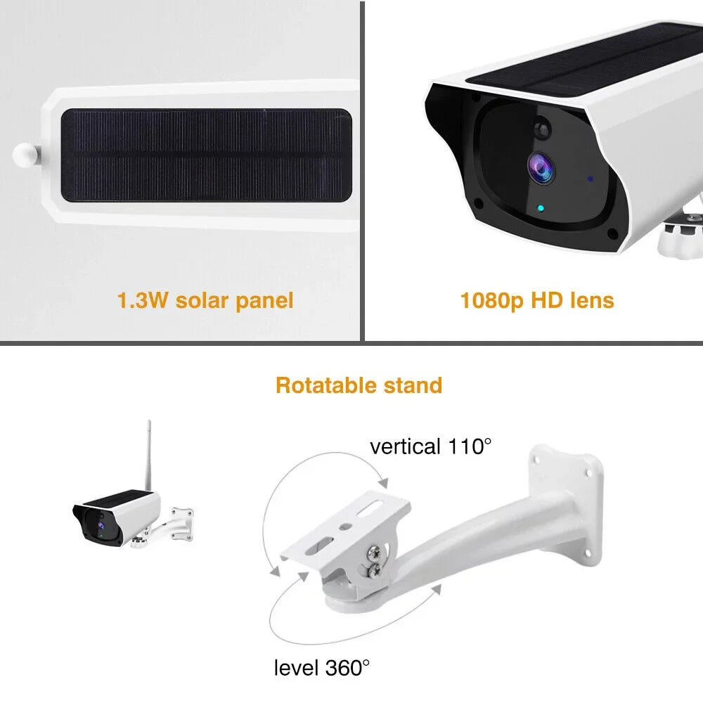 MDHAND 1080P Home Security Camera System Outdoor, Solar Camera Pro Wireless Outdoor Surveillance Camera, IP66, AI Detection + 32 Gigabytes Memory Card