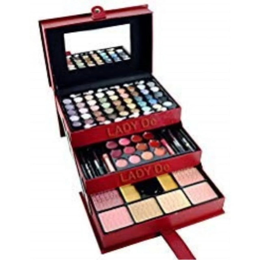 lady de 65color 3 tray eye shadow professional leather train case make-up kit set (by cameo)