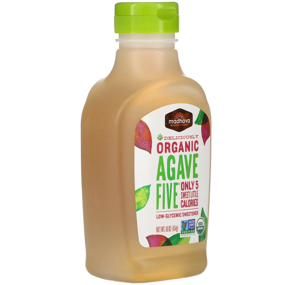 Madhava Natural Sweeteners, Organic Agave Five, Low-Glycemic Sweetener, 16 oz Pack of 2