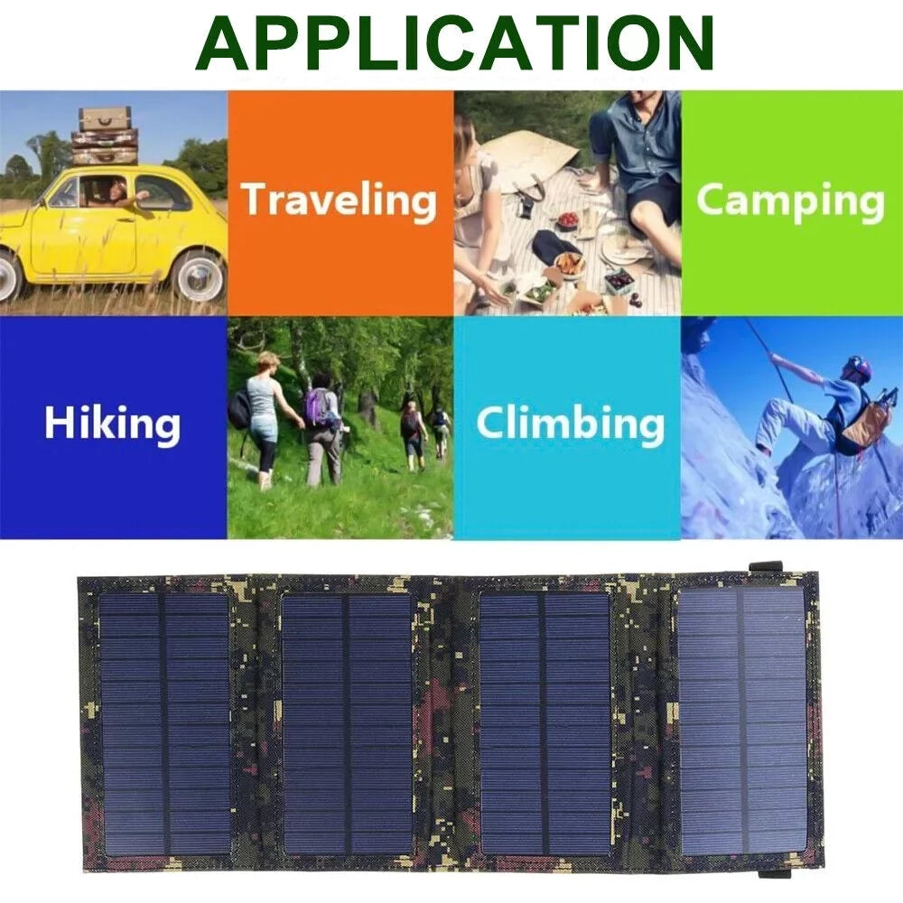 Foldable Outdoor 80W USB Solar Panel Portable Phone Charger Camping Hiking Rechargeable Battery High Quality