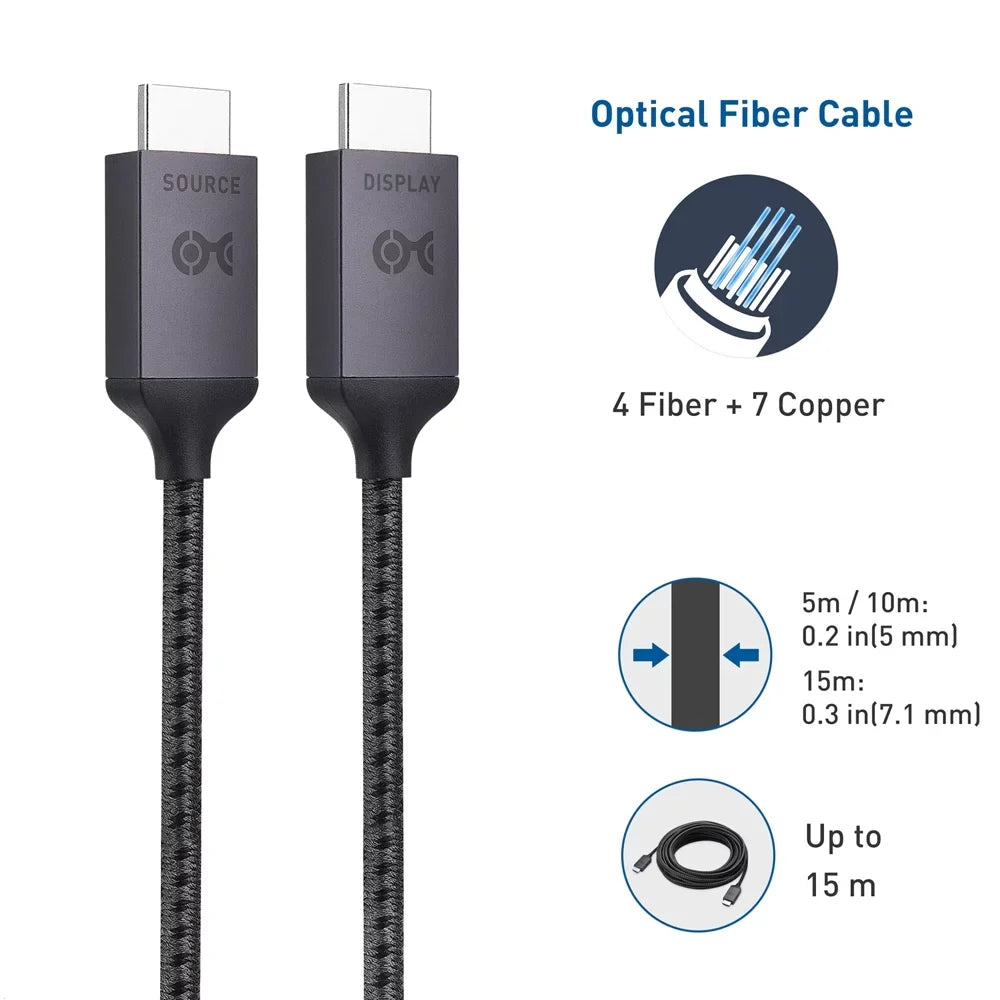Cable Matters Certified Active Ultra High Speed HDMI Cable (Fiber Active Optical 8K HDMI Cable) – 10m / 32.8 Feet – Supporting 8K@60Hz 4K@120Hz HDR - Designed for XBOX, Compatible with PS5, Apple TV