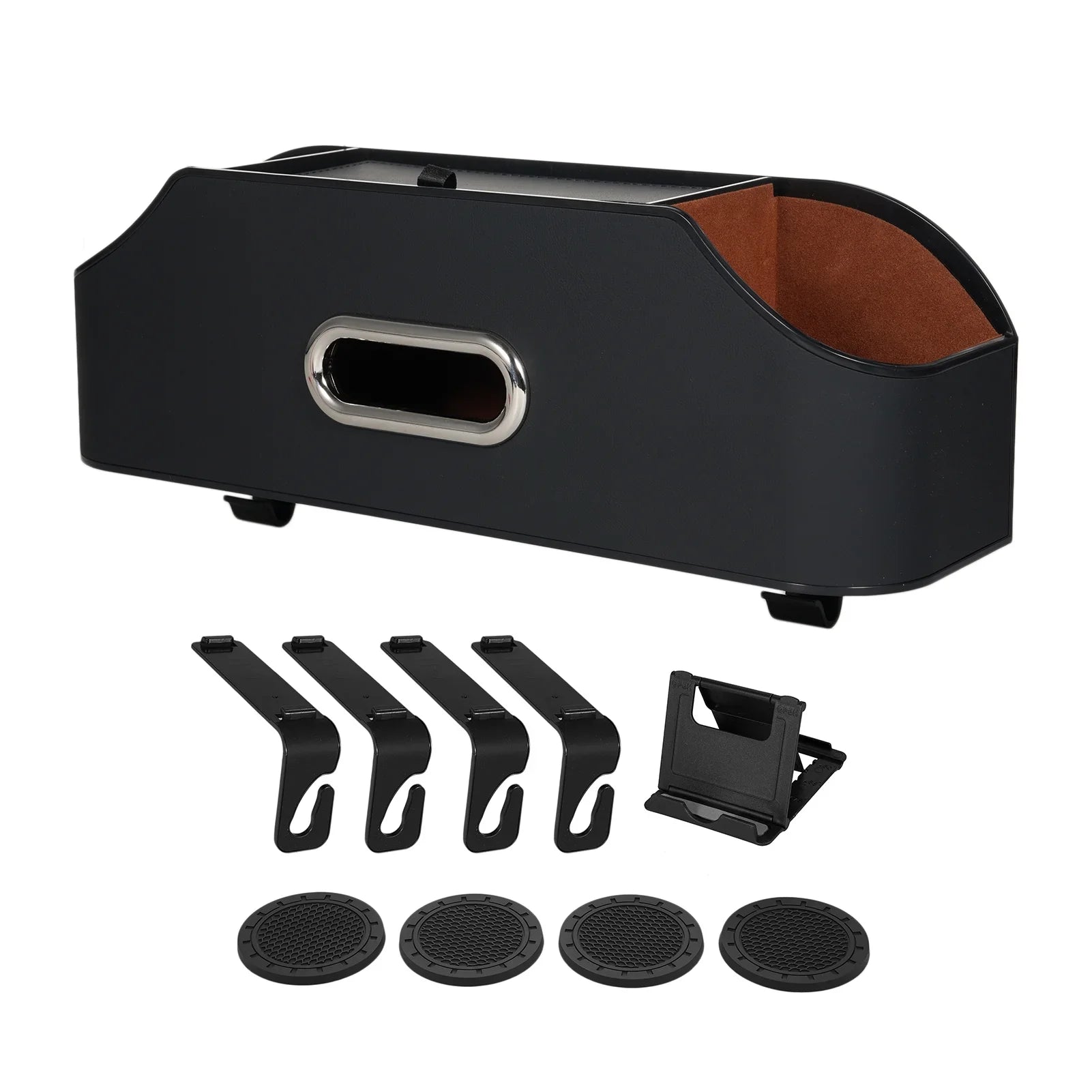 Car Backseat Organizer, Car Headrest Backseat Organizer with Cup Holder, Tissue Box, Headrest Hook, Phone Holder, Multifunctional Storage Box to Organize Toys Phones Bottles Snacks Books