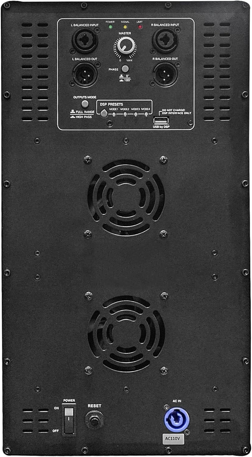 Sound Town CARME Series Dual 18" 3200W PA/DJ Powered Subwoofer with DSP, 2-Channel Class-D, 4" Voice Coil, Birch Plywood, Bass Reinforcement, for Stages, Bars, Clubs, Concert, Black (CARME-218SBPW)