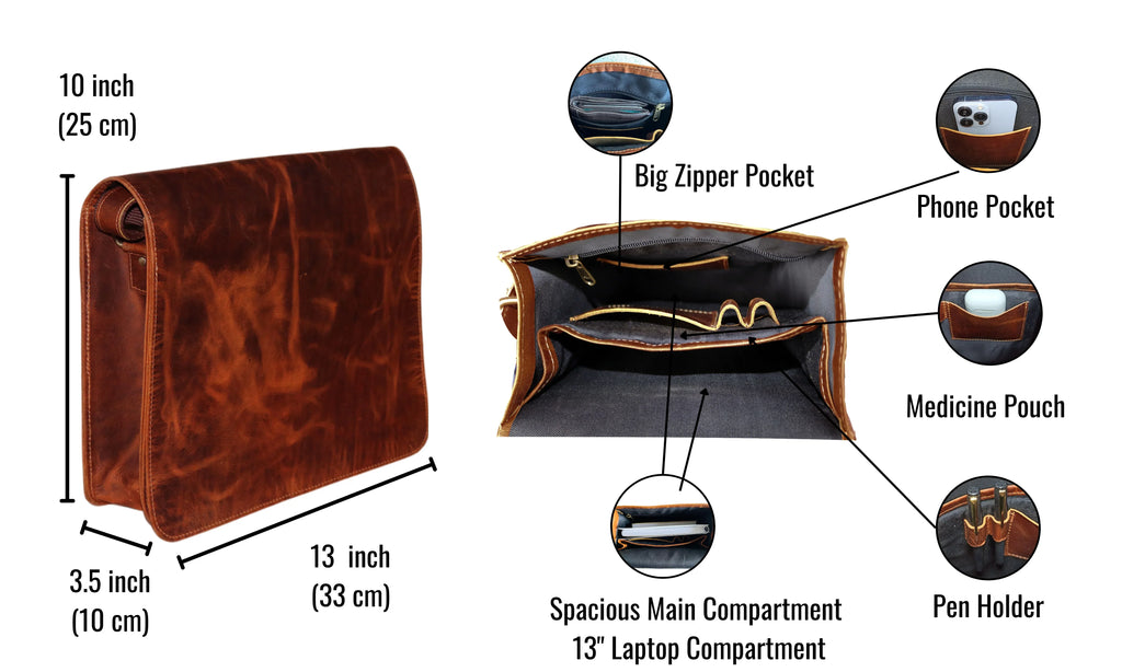 Handmade Leather satchel bag for iPad office briefcase gift for men bag distressed shoulder bag