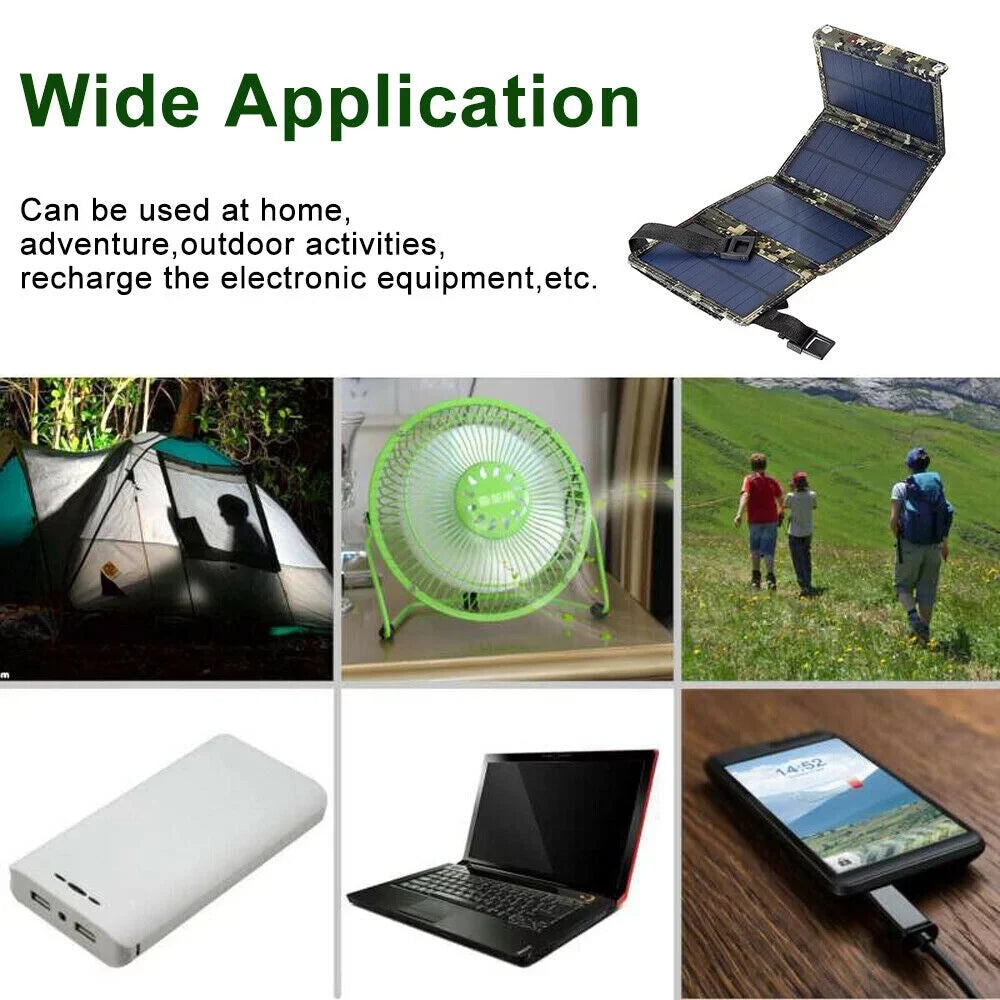 Foldable Outdoor 80W USB Solar Panel Portable Phone Charger Camping Hiking Rechargeable Battery High Quality