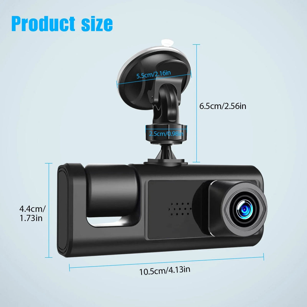 HD 1080P Car Dual Dash Cam, Front/Rear/Inside Dual Lens Dash Camera, Video Recorder Camera with G-sensor