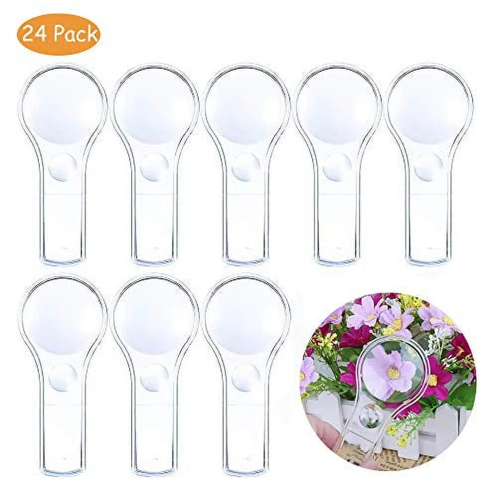 Plastic Magnifier, Mini Magnifying Glass 5X And 15X Handheld Reading For Kids Home, Classroom, Outdoor Science Observation Hand Lens Irchlyn 24 Pack