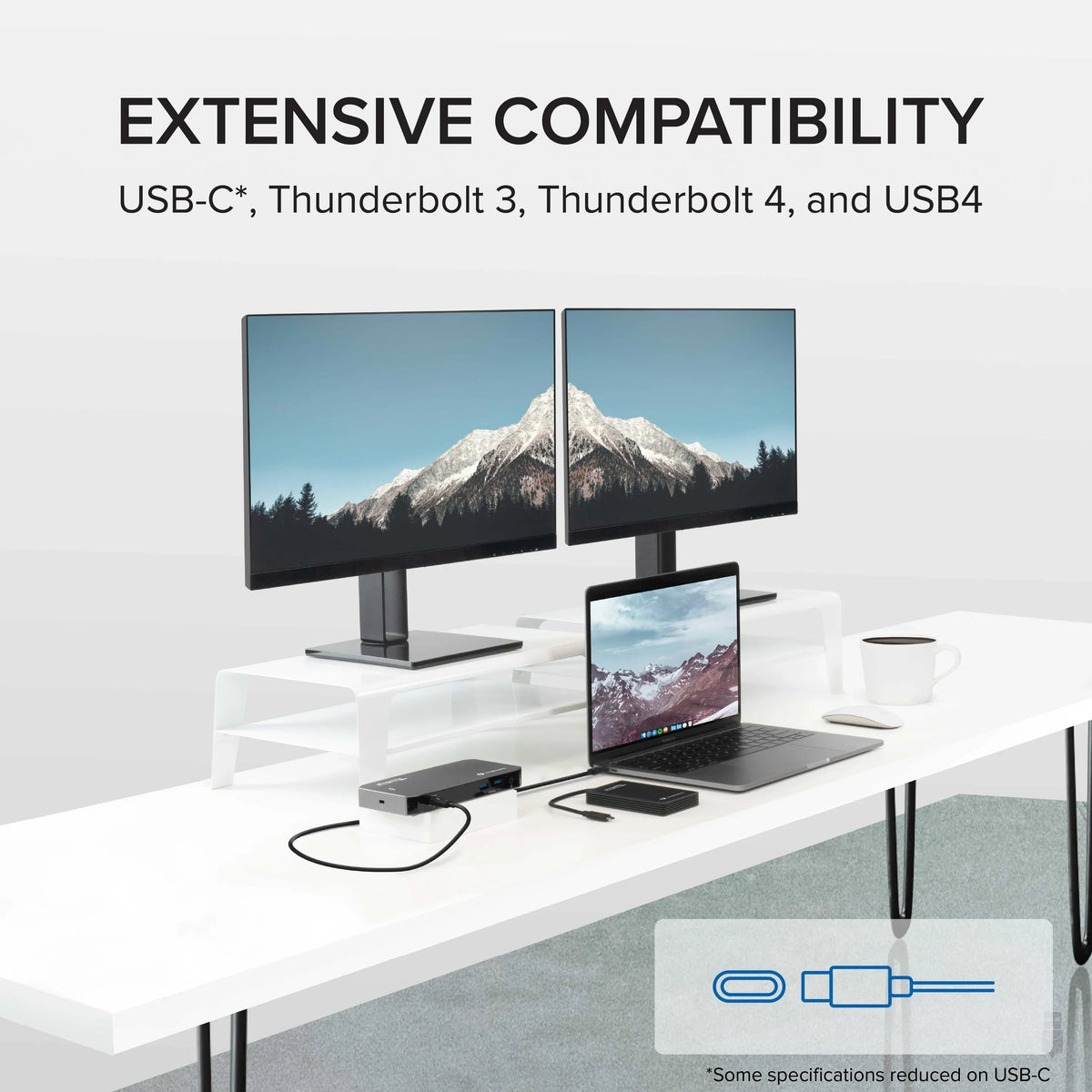 Plugable USB-C and Thunderbolt Dock - 40Gbps with 96W Charging, Compatible with Mac and Windows OS Laptops, DisplayPort and HDMI, 2x USB-C, 3x USB 3.0, Gigabit Ethernet, Audio Jack