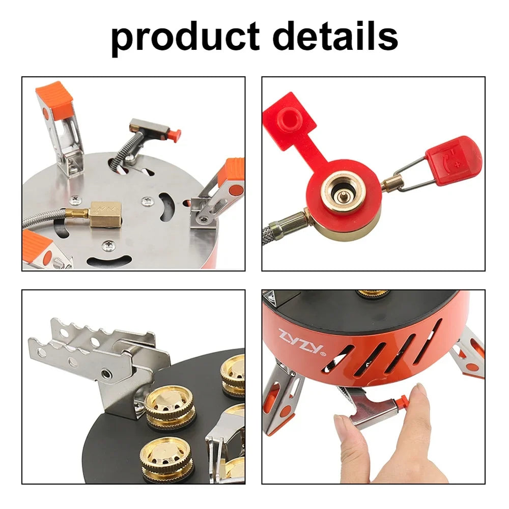 ZYZY 7-Core Camping Stove, Windproof and High-Power Gases Stove - Outdoor Furnace